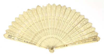 Lot 163 - A Small Early 19th Century Bone Brisé Fan, the sticks and guards carved and pierced, the...