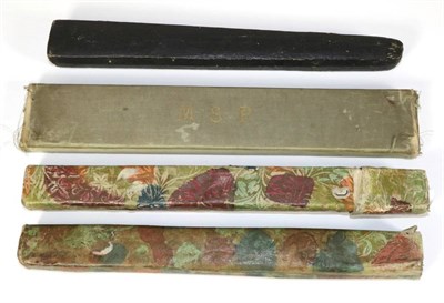 Lot 172 - Three 18th Century Empty Fan Boxes, comprising a ";coffin box"; and two cardboard tubes in...