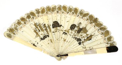 Lot 181 - An Unusual 19th Century Ivory Brisé Fan, the flat guards and sticks shaped to the gorge. The...