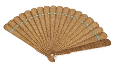Lot 186 - A Circa 1840's Chinese Carved Sandalwood Brisé Fan, Qing Dynasty, both sides of the seventeen...