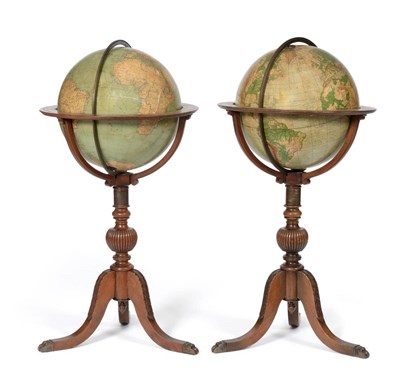 Lot 1103 - American Interest: A Pair of Early 20th Century 16 " Political and Physical Globes, by J Paul...