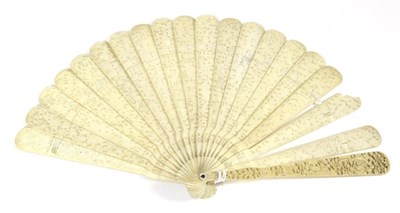Lot 195 - A Circa 1840's Chinese Carved Ivory Brisé Fan, Qing Dynasty, the eighteen inner sticks being...