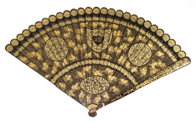 Lot 200 - A Fine Mid-19th Century Chinese Wooden Brisé Fan, Qing Dynasty, lacquered in black and gold,...