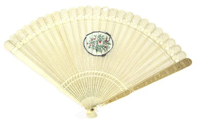 Lot 219 - An Early 19th Century Chinese Carved and Pierced Ivory Brisé Fan, Qing Dynasty, twenty-four...