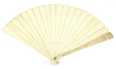 Lot 236 - A Mid 19th Century Chinese Carved Ivory Brisé Fan, Qing Dynasty, the eighteen inner sticks lightly