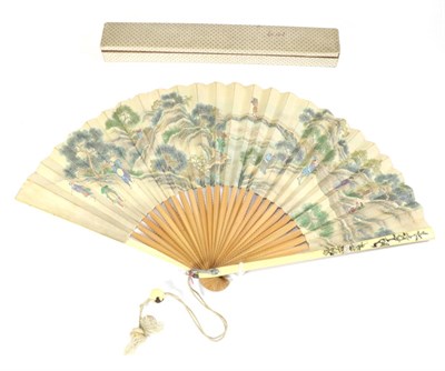 Lot 243 - A Late 19th/Early 20th Century Japanese Ivory Fan, with inner sticks of bamboo. The double...