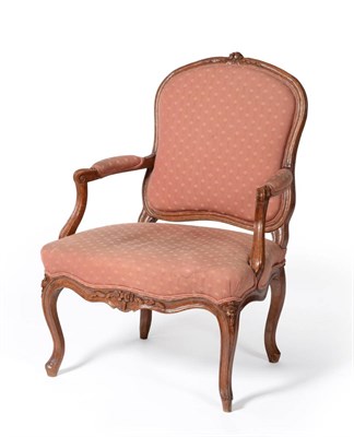 Lot 1114 - A Louis XV Beech Framed Fauteuil, by Louis Jacques Haimard (Master in 1756), the frame...