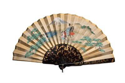 Lot 249 - An 18th Century Japanese Fan, the monture of attractively mottled tortoiseshell, the guards...