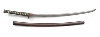 Lot 14 - A Japanese Shinto Katana, the 69.5cm blade with almost horizontal hamon, the tang with faint...