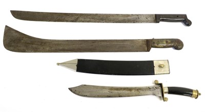 Lot 24 - An Early 20th Century Caucasian Type Machete, the 32cm single edge clip point steel blade with...