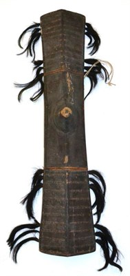 Lot 41 - A 19th Century Manado Shield, Indonesia, of dark stained wood, waisted rectangular form with raised
