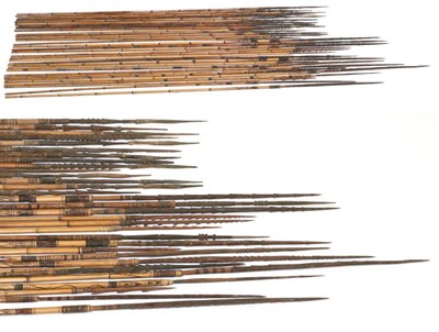 Lot 58 - A Collection of Thirty Two Papua New Guinea Fish Spears, some with barbed wood heads, some with...