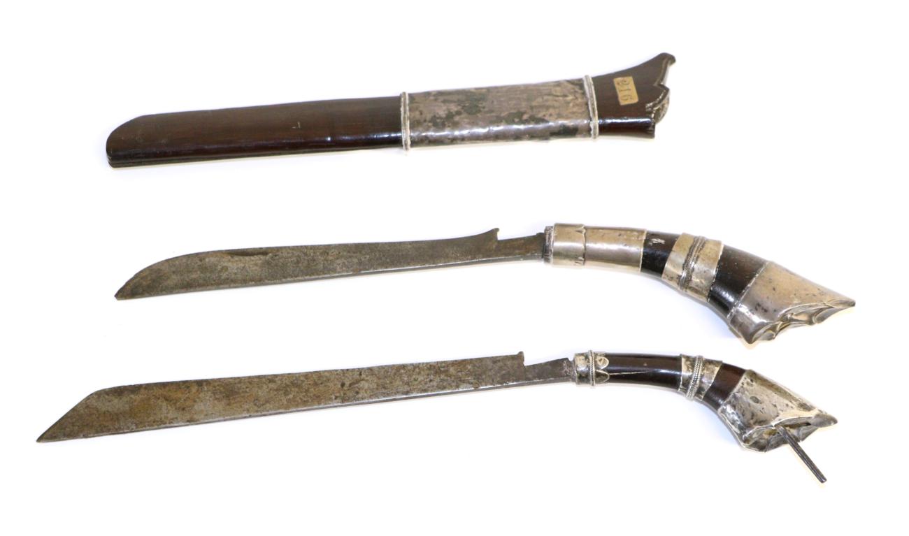 Lot 79 - A 19th Century Batak ";Rawit"; (Knife), Sumatra, the 16cm straight back steel blade with...