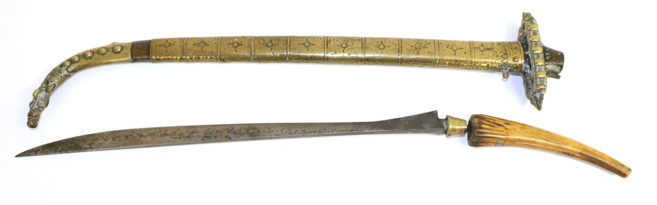 Lot 81 - A 19th Century Batak ";Piso Halasan"; (Sword), Sumatra, the 45.5cm straight back steel blade...