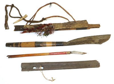 Lot 89 - An Early 20th Century Stick Sword, South-East Sulawesi, with broad 30cm clip-point steel blade...