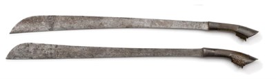 Lot 94 - Two 19th Century Sumatran Ladingins (Klewangs), the 58cm and 58.5cm single edge broad steel...