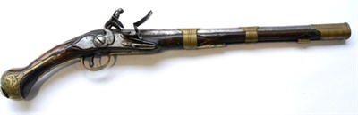 Lot 146 - An 18th Century Continental Flintlock Holster Pistol, the 38cm barrel chiselled at the breech...