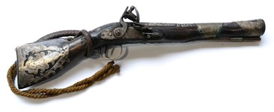 Lot 149 - An 18th Century Turkish Flintlock Blunderbuss, the 29cm two stage iron barrel octagonal at the...
