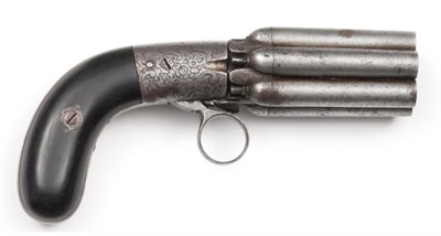 Lot 150 - A 19th Century Belgian Mariette Six Shot Pepperbox Percussion Revolver, with 6.5cm numbered...