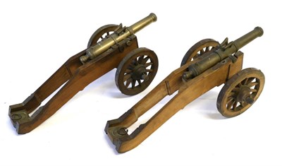 Lot 156 - A Pair of Early 20th Century Models of Signal Cannon, each with 25cm brass barrel with rounded...
