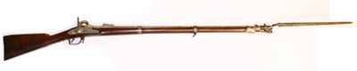 Lot 164 - A 19th Century Dutch Percussion Three Band Rifle, the 100cm steel barrel with hinged sliding...