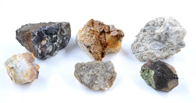 Lot 3082 - Six Mineral Specimens, including Smithsonite from Coldstones Quarry, Greenhow Hill and Peridot...