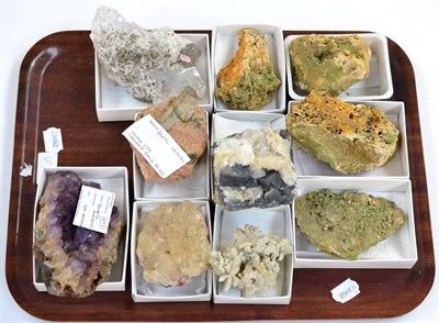 Lot 3098 - Ten Mineral Specimens, including Galena crystals with Fluorite from Coldstones Quarry, a...