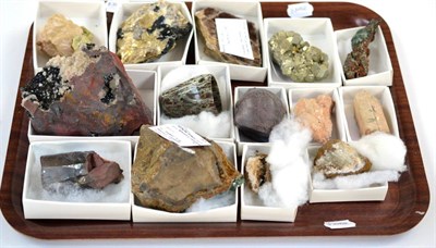 Lot 3100 - A Tray of Fourteen Mineral Specimens, including two crystallized Orthoclase from Shap, Cumbria...