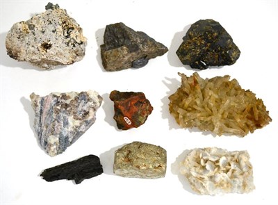 Lot 3103 - Nine Crystallized Mineral Specimens, including Quartz group of crystals from Meldon, Devon and...