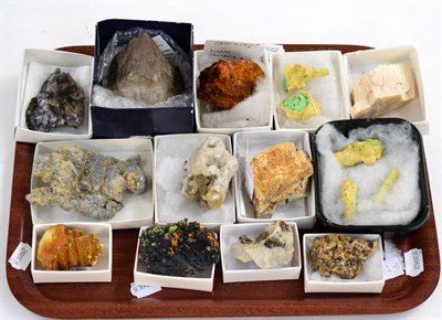 Lot 3107 - Sixteen Mineral Specimens, including Smithsonite on Quartz and Galena crystals both from Coldstones