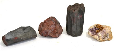 Lot 3110 - Four Mineral Specimens, including two pencil Haemetites from Hodbarrow Mine, Furness, Cumbria,...