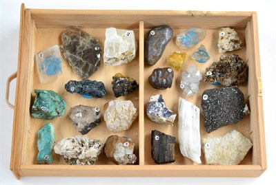 Lot 3194 - A Single Drawer Unit of Various Mineral Specimens, including Witherite crystal, Iceland Spar...