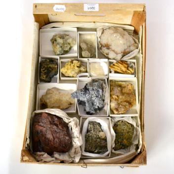 Lot 3201 - Thirteen North of England Specimens, including blue Fluorite, Fluorite, Witherite, Sphalerite,...