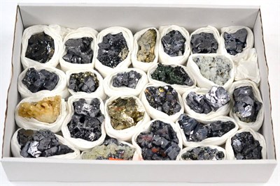 Lot 3206 - A Tray of Twenty four Miscellaneous Mineral Specimens, including Pyrite, Galena, Calcite and Quartz