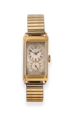 Lot 102 - A 9ct Gold Rectangular Wristwatch, signed Rolex, model: Prince, ref: 1862, 1934, lever movement...