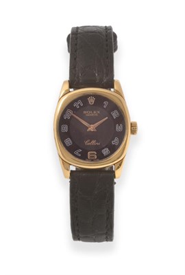 Lot 103 - A Lady's 18ct Gold Wristwatch, signed Rolex, Geneve, model: Cellini, ref: 6229, circa 2005,...