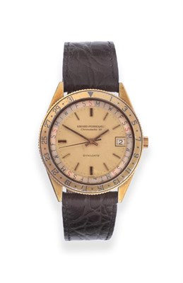 Lot 106 - A Gold Plated and Steel Automatic Calendar Centre Seconds Wristwatch, signed Girard Perregaux,...