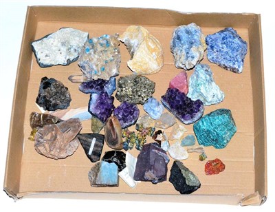 Lot 3245 - Box of Minerals, including Dioptase from Tsumeb, Uvarovite Garnate, Blue John, Chrysoprase from...