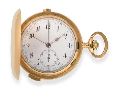 Lot 134 - A Full Hunter Quarter Repeating Chronograph Keyless Pocket Watch, circa 1900, lever movement...