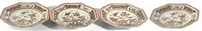 Lot 4 - A Set of Four Chinese Porcelain Octagonal Plates, Kangxi, painted in famille verte enamels with...