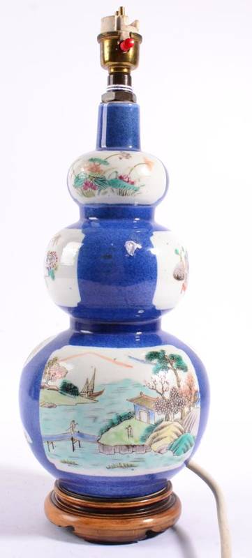 Lot 7 - A Chinese Porcelain Triple Gourd Shaped Vase, in Kangxi style, painted in famille verte enamels...