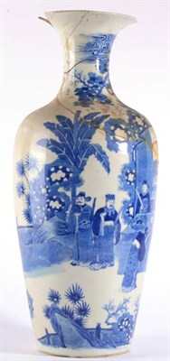 Lot 8 - A Chinese Porcelain Baluster Vase, Kangxi, with everted rim, painted in underglaze blue with a...