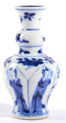 Lot 15 - A Chinese Porcelain Miniature Baluster Vase, Kangxi, the flared neck with garlic knop, painted...