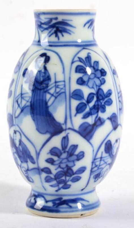 Lot 16 - A Chinese Porcelain Miniature Ovoid Vase, Kangxi, painted in underglaze blue with alternate...
