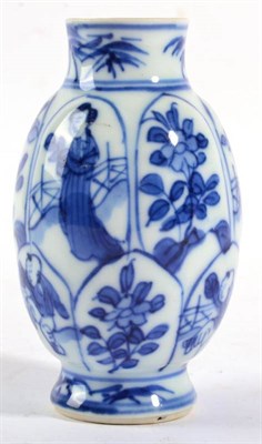 Lot 16 - A Chinese Porcelain Miniature Ovoid Vase, Kangxi, painted in underglaze blue with alternate...