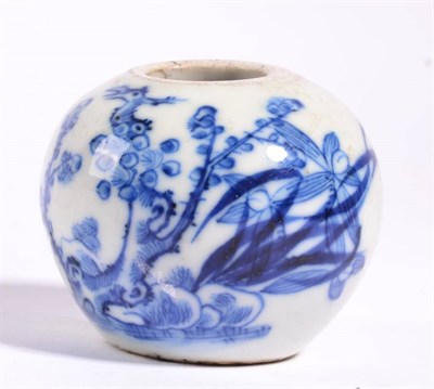 Lot 19 - A Chinese Porcelain Water Pot, 18th century, of ovoid form, painted in underglaze blue with foliage