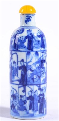 Lot 20 - A Chinese Porcelain Snuff Bottle, of shoulder cylindrical form, painted in underglaze blue with...