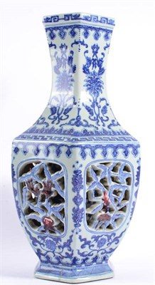 Lot 26 - A Chinese Porcelain Octagonal Baluster Vase, Qianlong reign mark but not of the period, with...