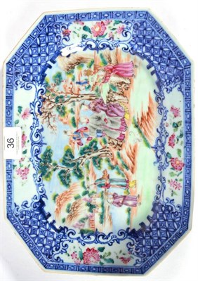 Lot 36 - A Chinese Porcelain Platter, Qianlong, of canted rectangular form, painted in famille rose...