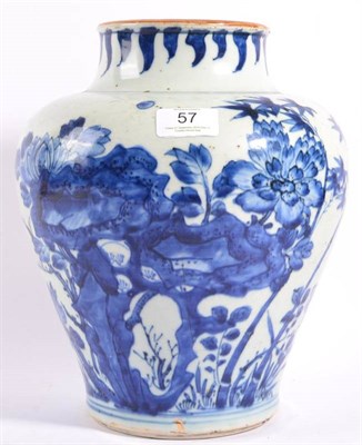 Lot 57 - A Chinese Porcelain Baluster Jar, in 17th century style, painted in underglaze blue with...